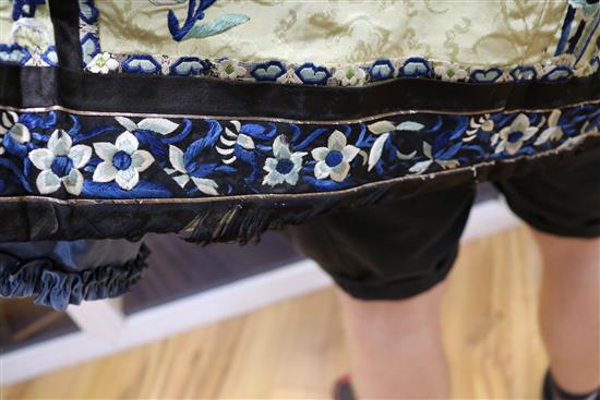 A Chinese pleated silk cape, converted from a skirt
